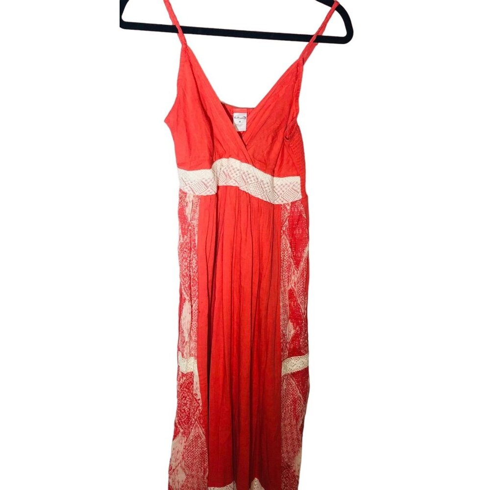 Half Moon Maxi Dress  Pink Knit Graphic Sleeveless Cotton Medium READ